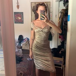 Gold midi Art Deco dress